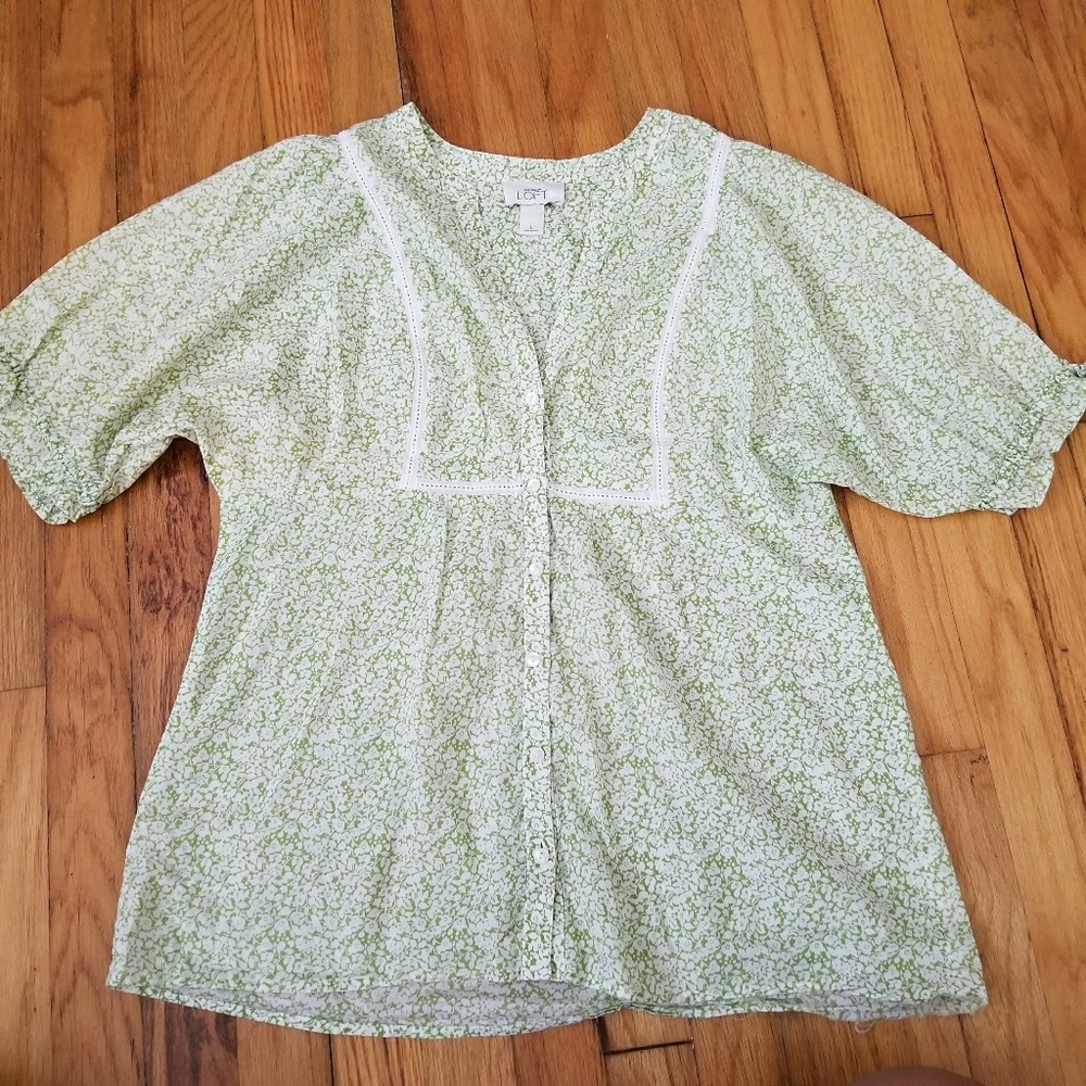 Loft floral print button down top